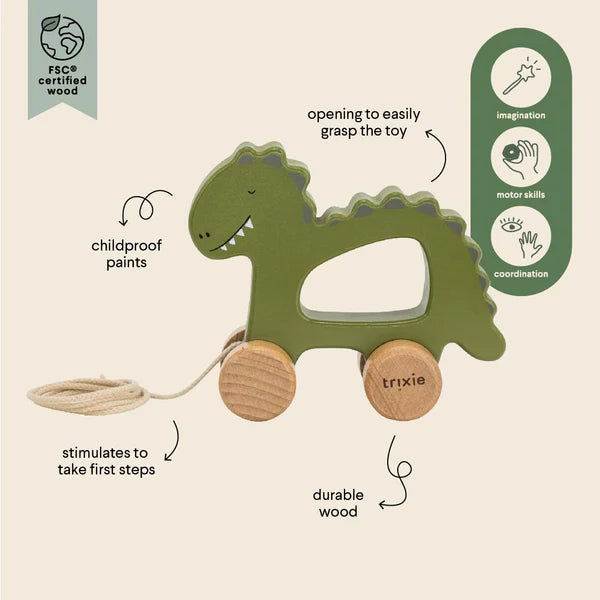 Trixie Wooden Pull Along Toy (Mr Dino)