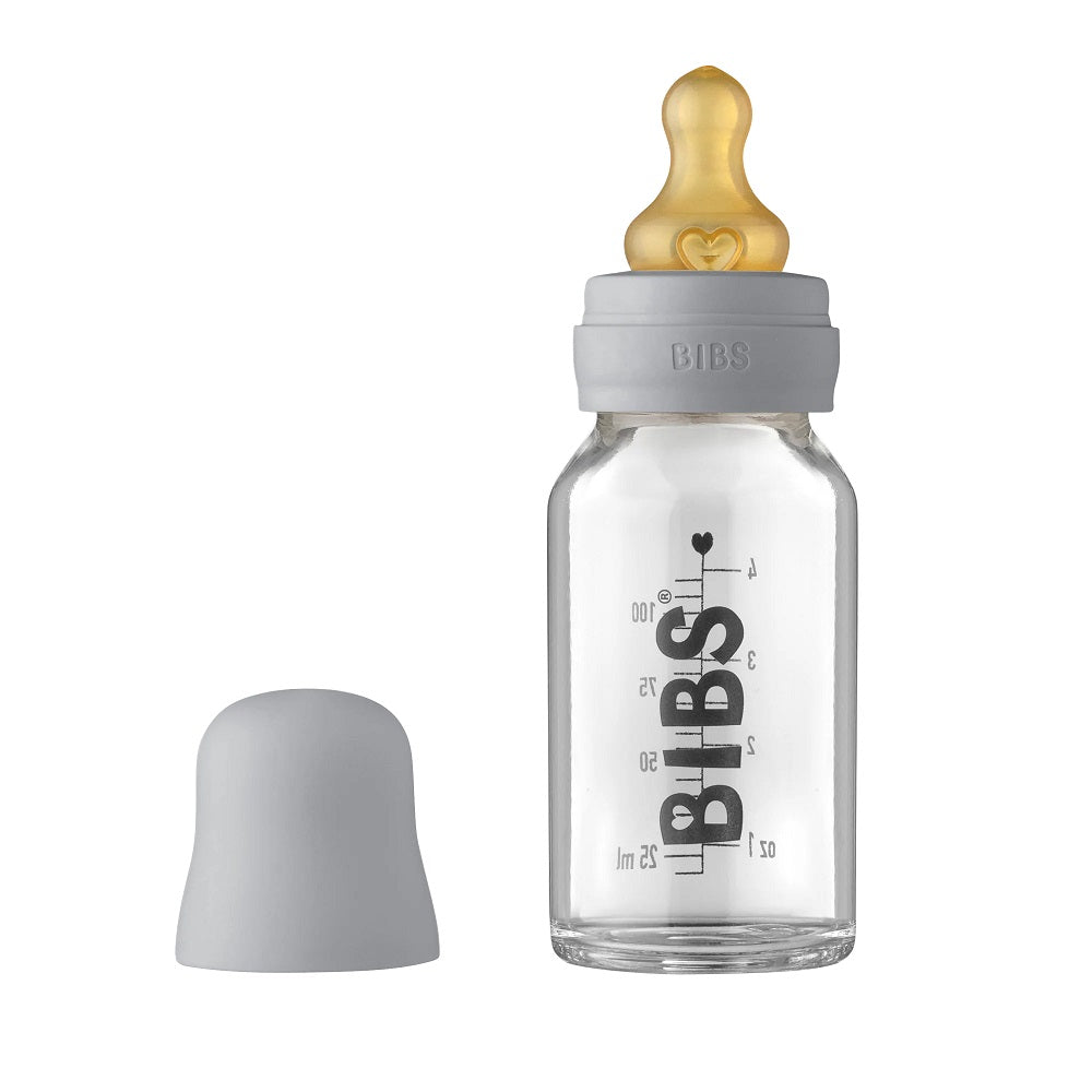 BIBS Baby Glass Bottle Complete Set Latex 110ml (Cloud)-Feeding-BIBS-030986 CL-babyandme.ca