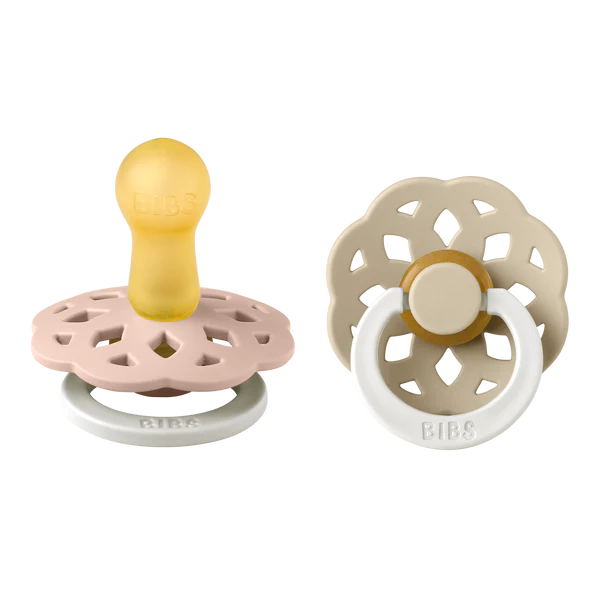 BIBS Boheme Round Latex Pacifier 2-Pack (Blush Glow/Vanilla Glow)-Health-BIBS--babyandme.ca