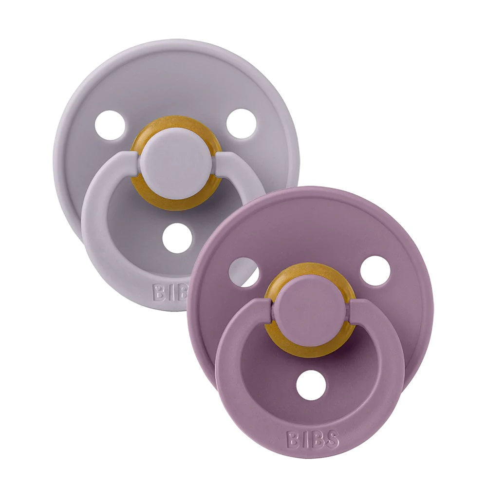 BIBS Colour Anatomical Latex Pacifier 2-Pack (Fossil Grey/Mauve)-Health-BIBS--babyandme.ca