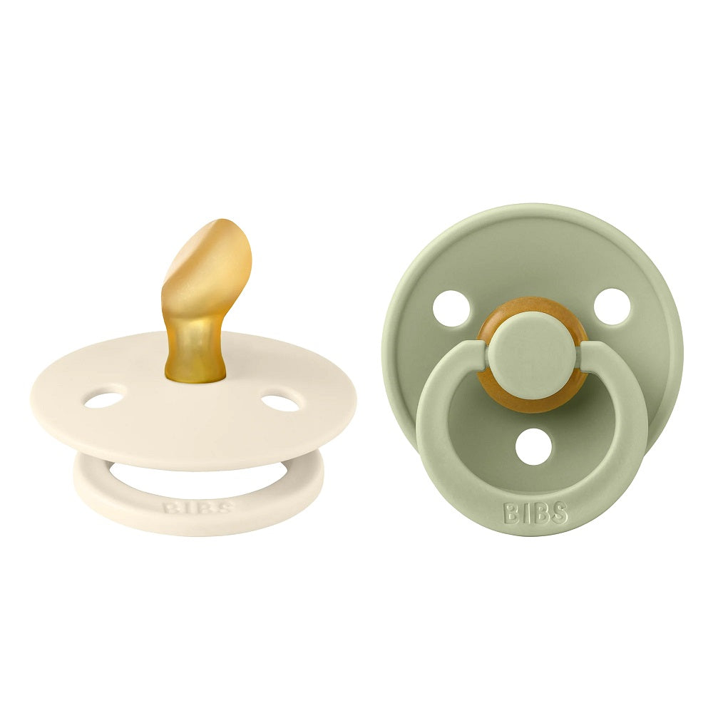 BIBS Colour Anatomical Latex Pacifier 2-Pack (Ivory/Sage)-Health-BIBS--babyandme.ca