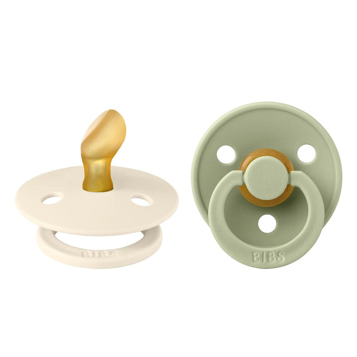 BIBS Colour Anatomical Latex Pacifier 2-Pack (Ivory/Sage)-Health-BIBS--babyandme.ca