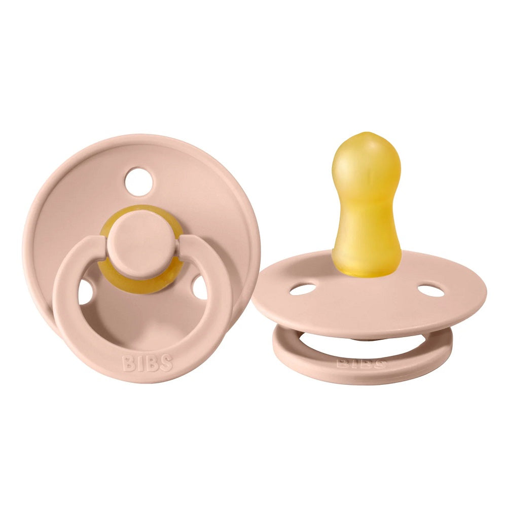 BIBS Colour Round Latex Pacifier 2-Pack (Blush)-Health-BIBS--babyandme.ca