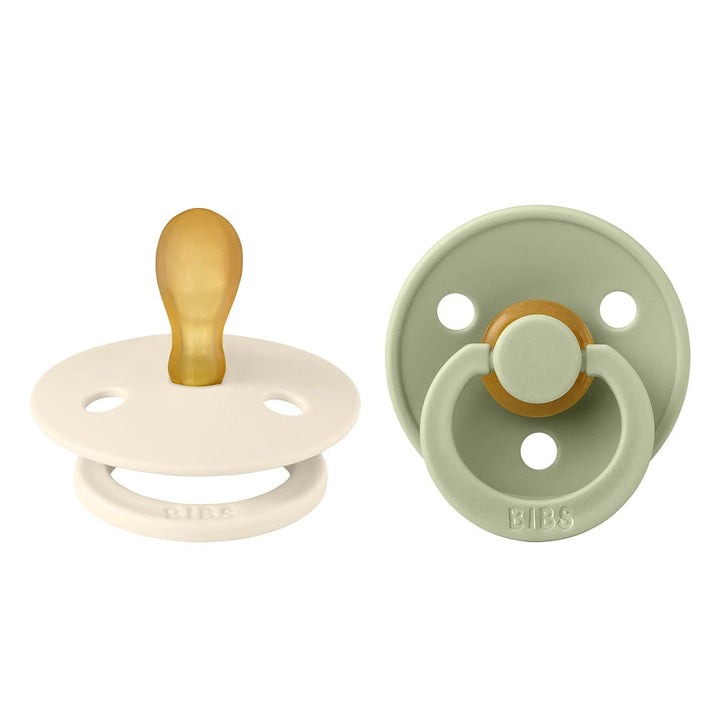 BIBS Colour Symmetrical Latex Pacifier 2-Pack (Ivory/Sage)-Health-BIBS--babyandme.ca