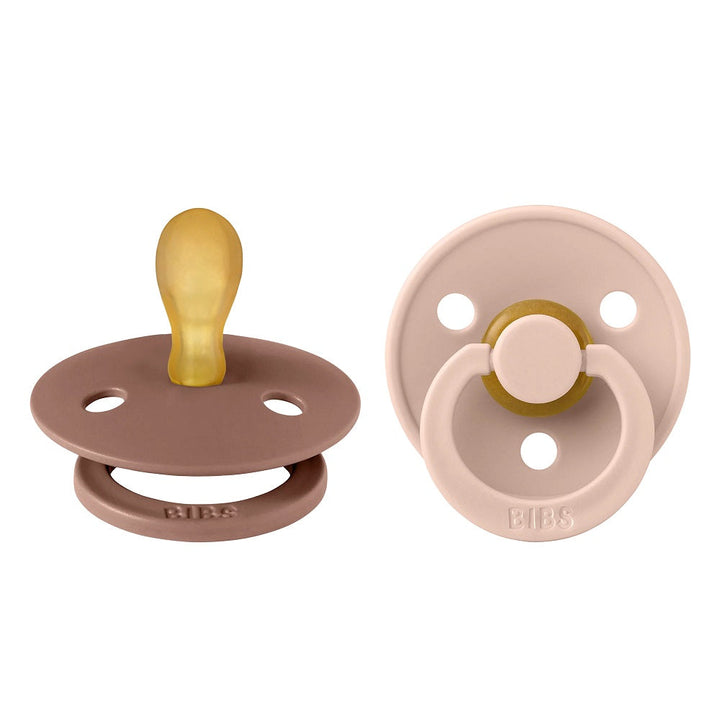 BIBS Colour Symmetrical Latex Pacifier 2-Pack (Woodchuck/Blush)-Health-BIBS--babyandme.ca