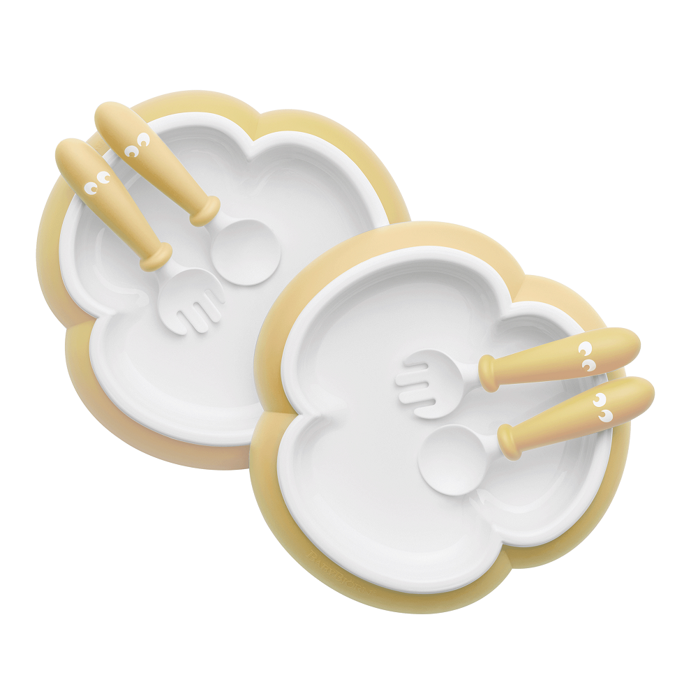 Baby Bjorn Baby Plate Spoon Fork 2 Sets Powder Yellow babyandme babyandme Kelowna Store