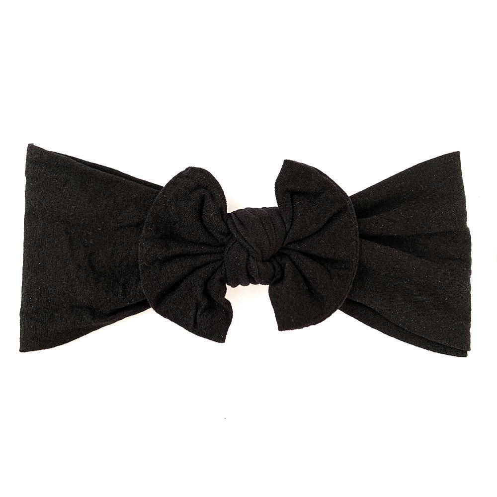 Baby Wisp Nylon Bow Headband (Black)-Apparel-Baby Wisp-026141 BK-babyandme.ca
