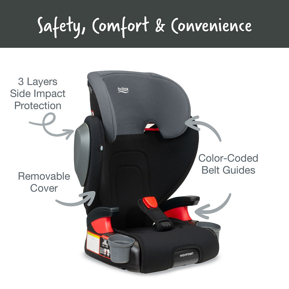Britax Highpoint 2-Stage Belt-Positioning Booster (SafeWash Black Ombre)-Gear-Britax-026899 BK-babyandme.ca