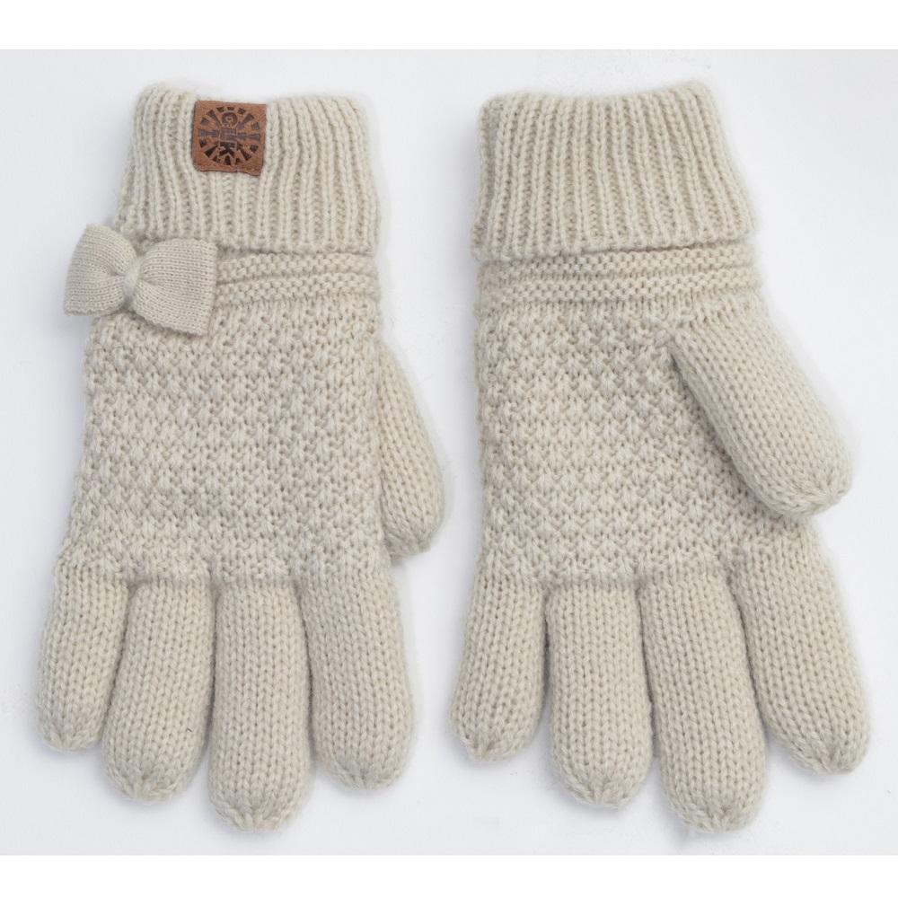 Calikids W2166 Softouch Knit Bow Gloves (Beige)-Apparel-Calikids--babyandme.ca