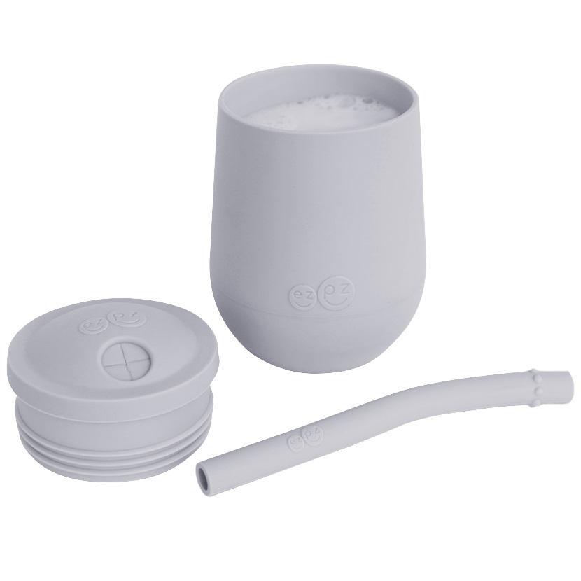 EzPz Mini Cup + Straw Training System (Pewter)-Feeding-Ezpz-028318 PW-babyandme.ca