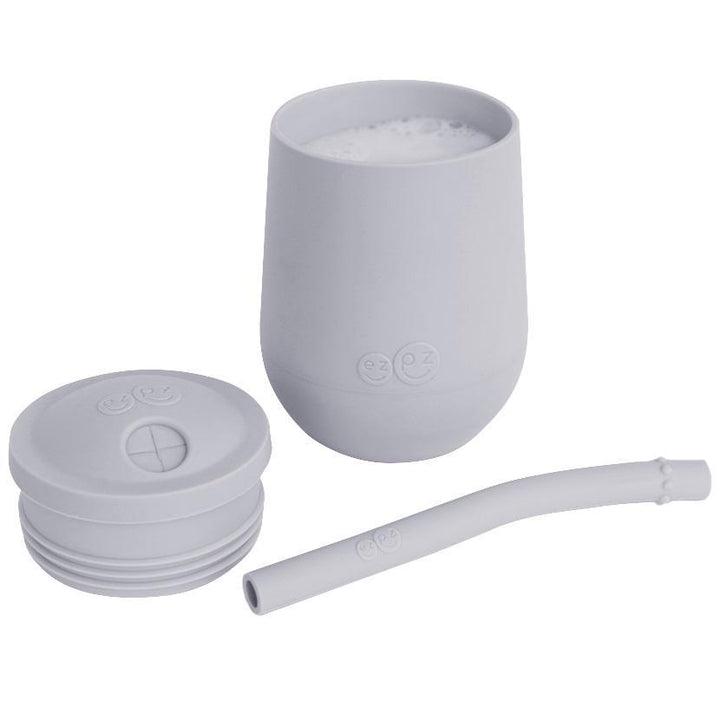 EzPz Mini Cup + Straw Training System (Pewter)-Feeding-Ezpz-028318 PW-babyandme.ca