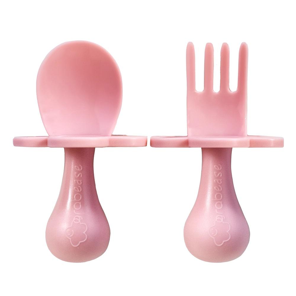 Grabease Fork & Spoon Set (Are You Blushing)-Feeding-Grabease-025684 BH-babyandme.ca