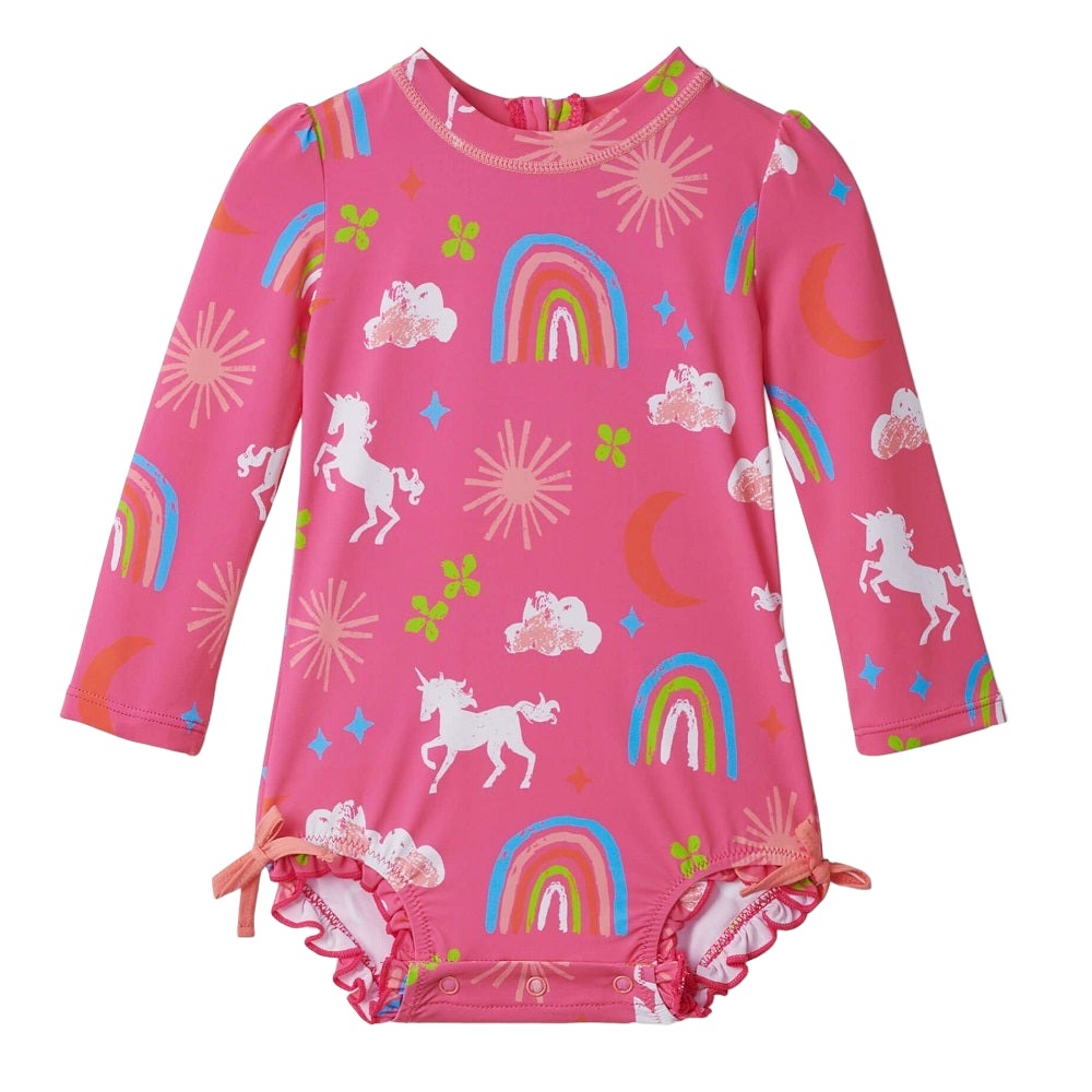Hatley Baby One-Piece Rashguard Swimsuit (Unicorns & Rainbows)-Apparel-Hatley--babyandme.ca