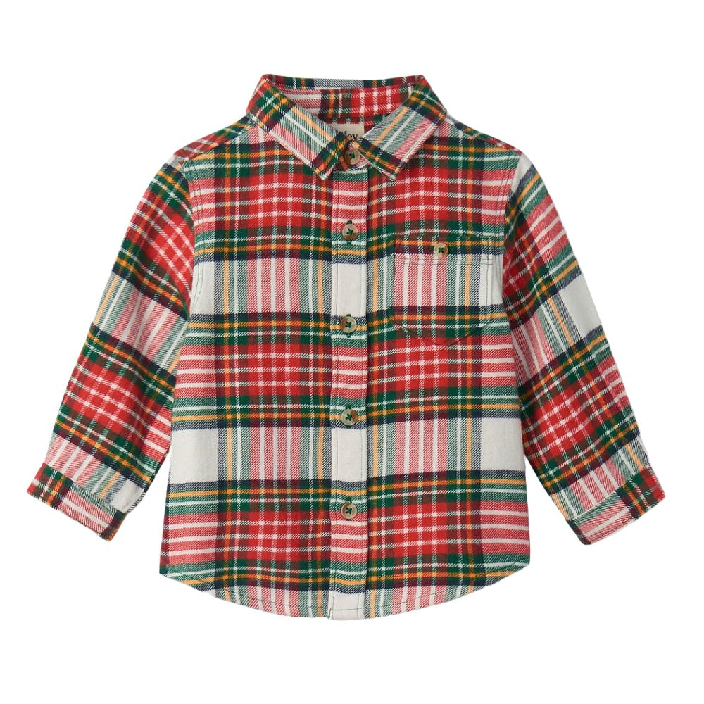 Hatley Button Down Shirt (Festive Plaid) - FINAL SALE-Apparel-Hatley--babyandme.ca