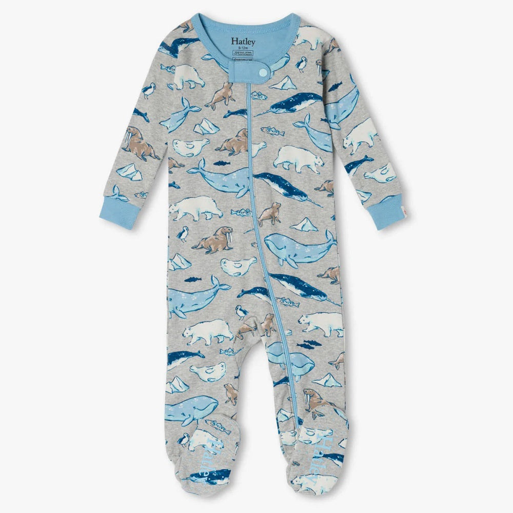 Hatley Footed Coverall (Arctic Animals)-Apparel-Hatley--babyandme.ca