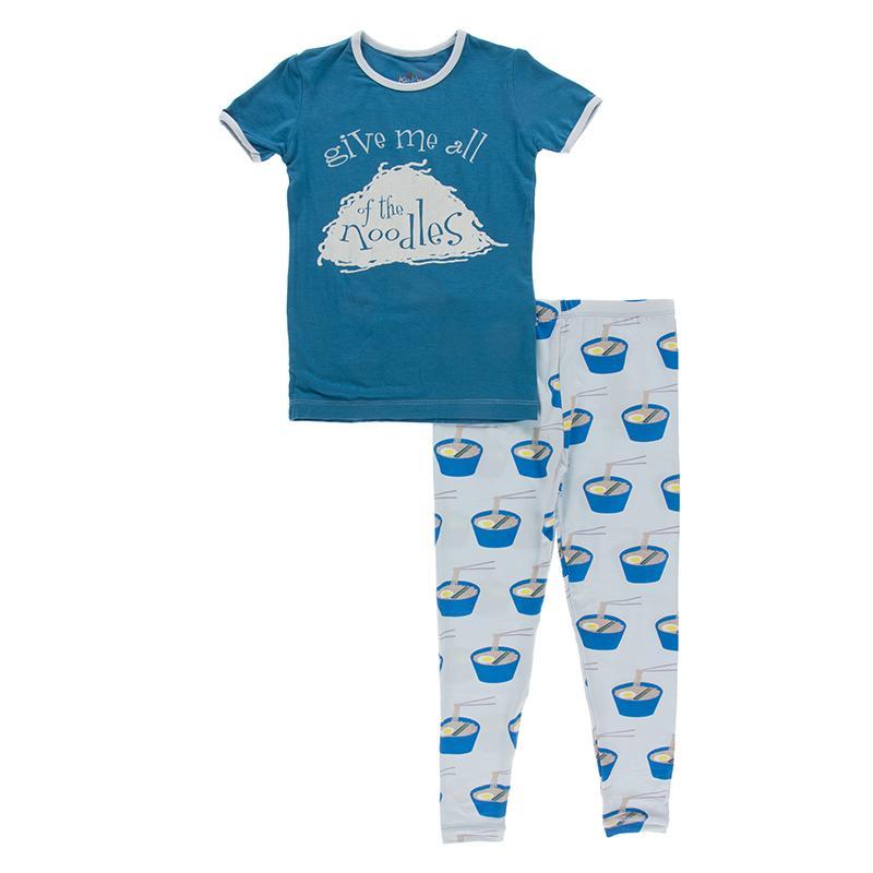 KicKee Pants Print Short Sleeve Pajama Set (Illusion Blue Ramen)