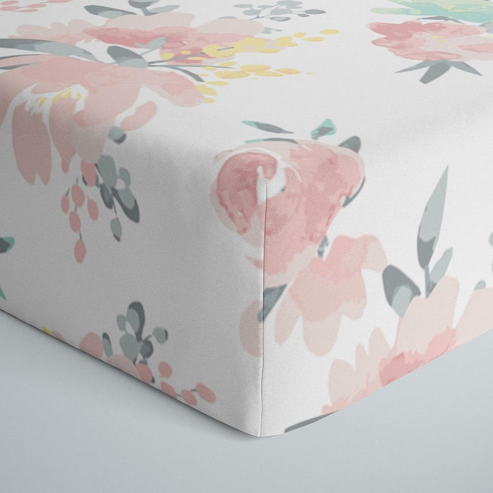 Kushies Percale Crib Sheet (Watercolour Flowers)-Nursery-Kushies-028181 WF-babyandme.ca
