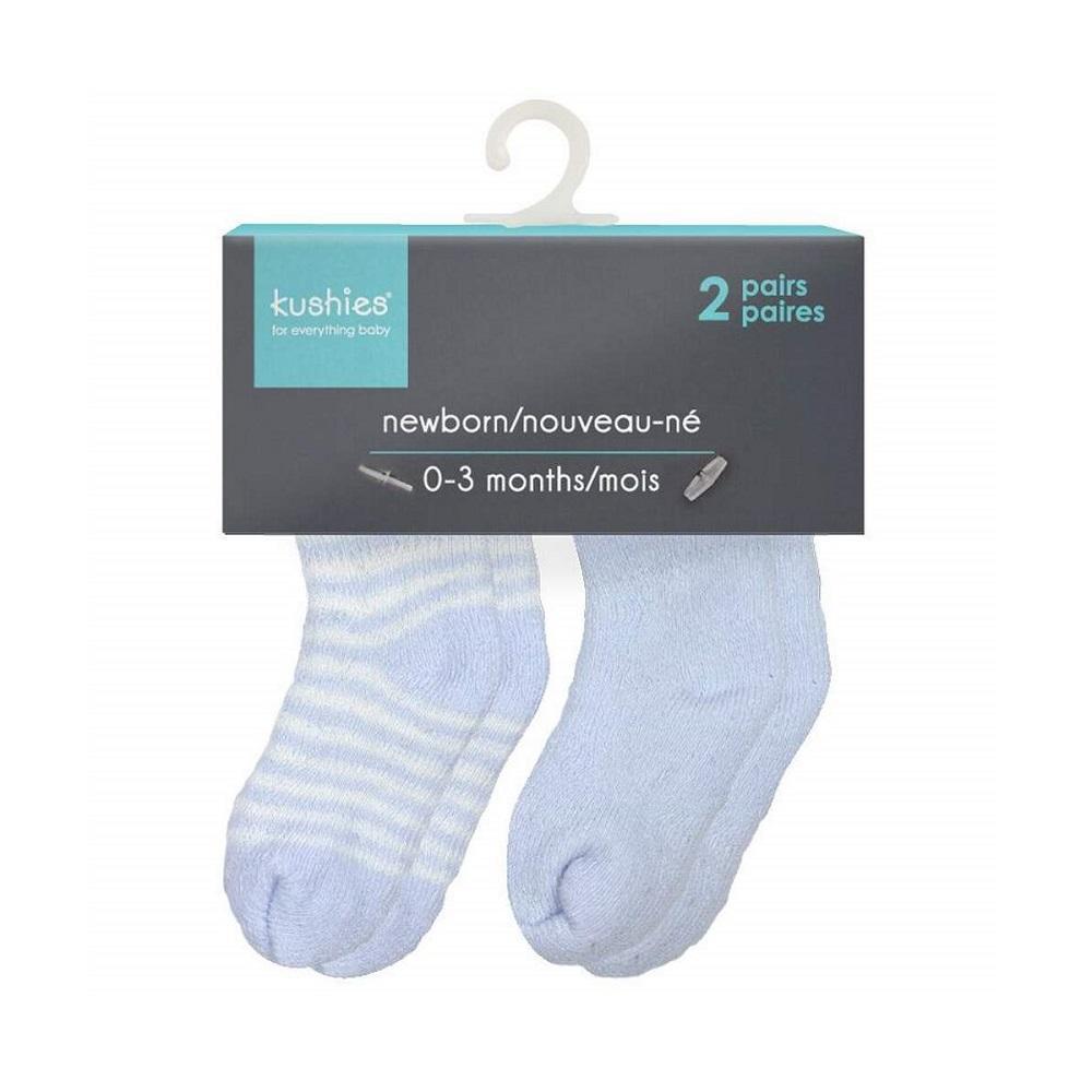 Kushies Terry Baby Socks 2-Pack (Blue)-Apparel-Kushies--babyandme.ca