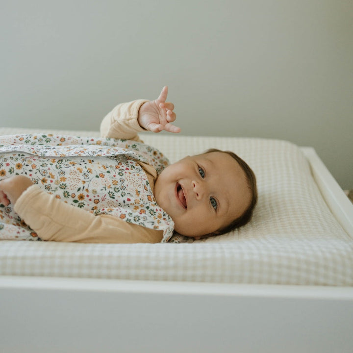 Little Unicorn Cotton Muslin Changing Pad Cover (Tan Gingham)-Bath-Little Unicorn-025666 TG-babyandme.ca