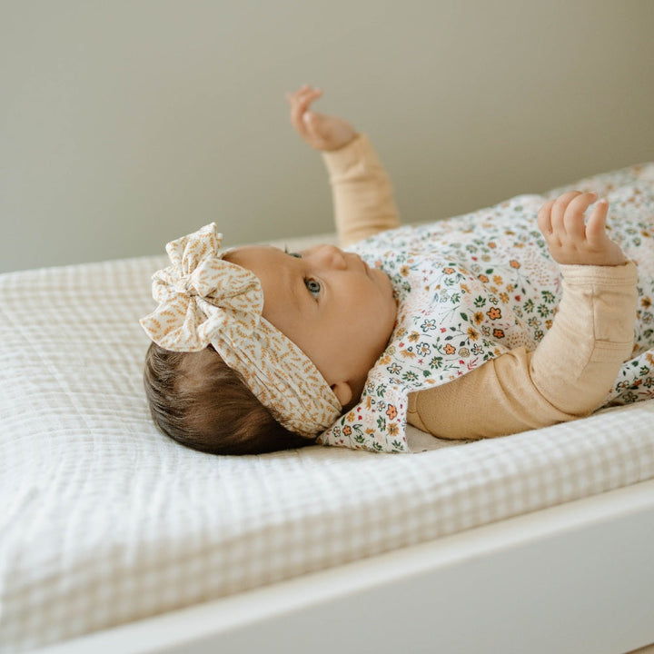 Little Unicorn Cotton Muslin Changing Pad Cover (Tan Gingham)-Bath-Little Unicorn-025666 TG-babyandme.ca