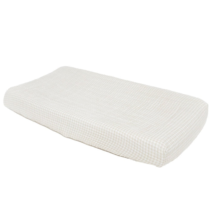 Little Unicorn Cotton Muslin Changing Pad Cover (Tan Gingham)-Bath-Little Unicorn-025666 TG-babyandme.ca