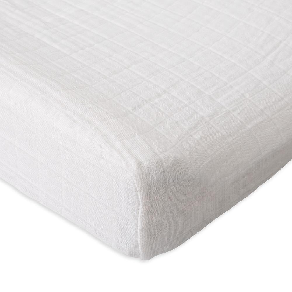 Little Unicorn Cotton Muslin Changing Pad Cover (White)-Bath-Little Unicorn-025666 WH-babyandme.ca