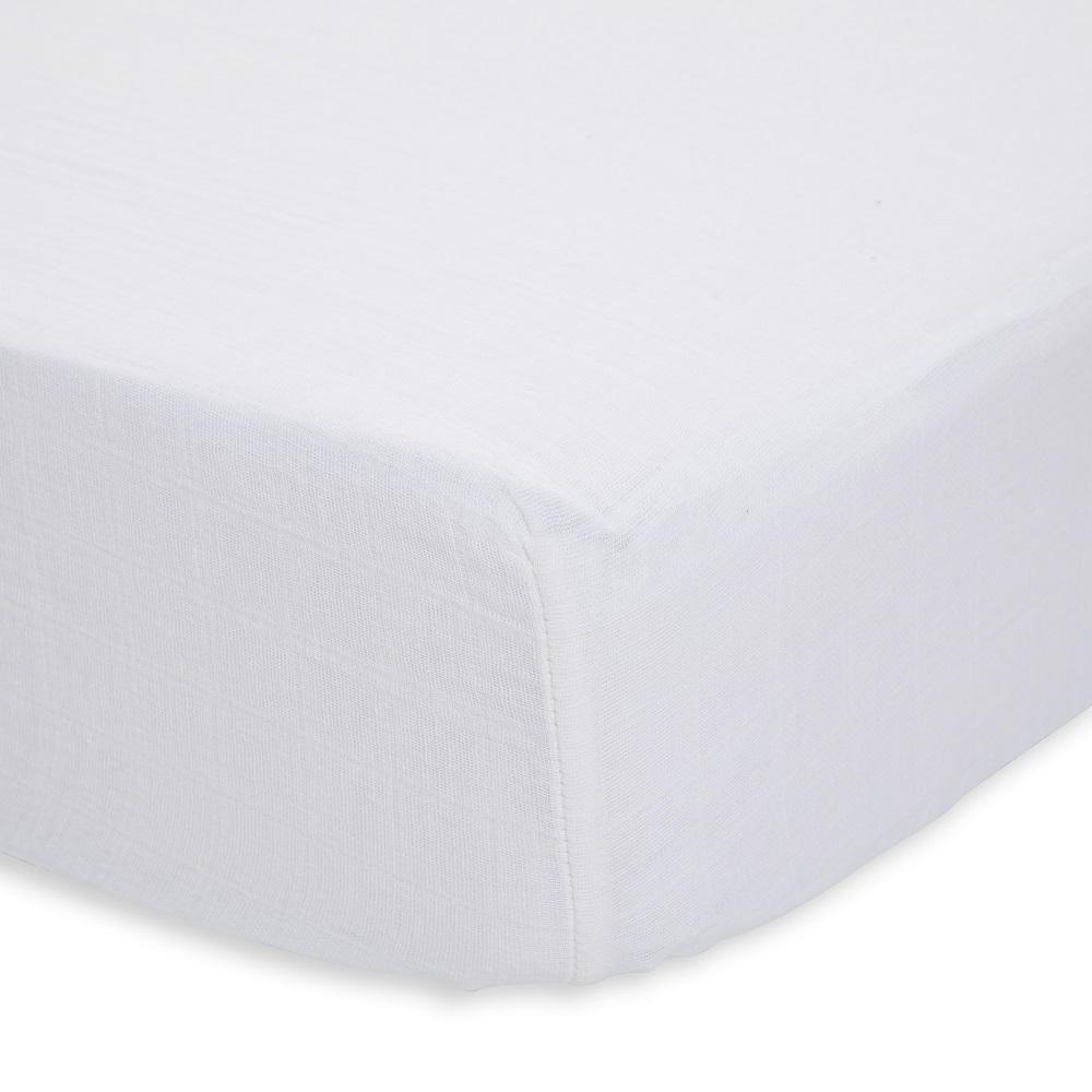 Little Unicorn Cotton Muslin Crib Sheet (White)-Nursery-Little Unicorn-026111 WH-babyandme.ca