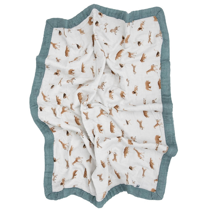 Little Unicorn Organic Cotton Muslin Baby Quilt (Animal Crackers)-Nursery-Little Unicorn-031768 AC-babyandme.ca