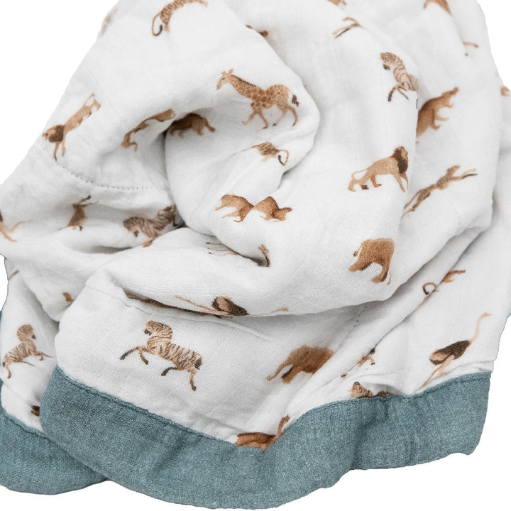 Little Unicorn Organic Cotton Muslin Baby Quilt (Animal Crackers)-Nursery-Little Unicorn-031768 AC-babyandme.ca