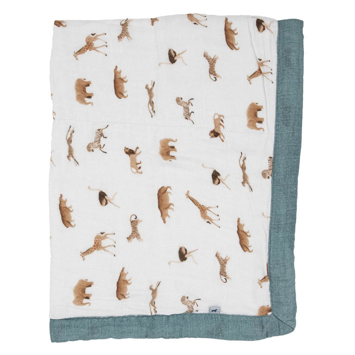Little Unicorn Organic Cotton Muslin Baby Quilt (Animal Crackers)-Nursery-Little Unicorn-031768 AC-babyandme.ca