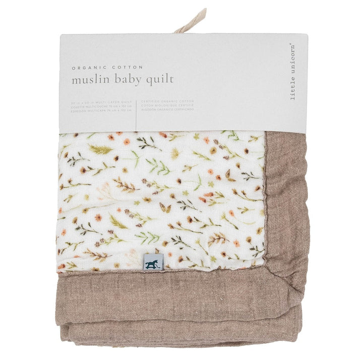 Little Unicorn Organic Cotton Muslin Baby Quilt (Floral Field)-Nursery-Little Unicorn-031768 FF-babyandme.ca