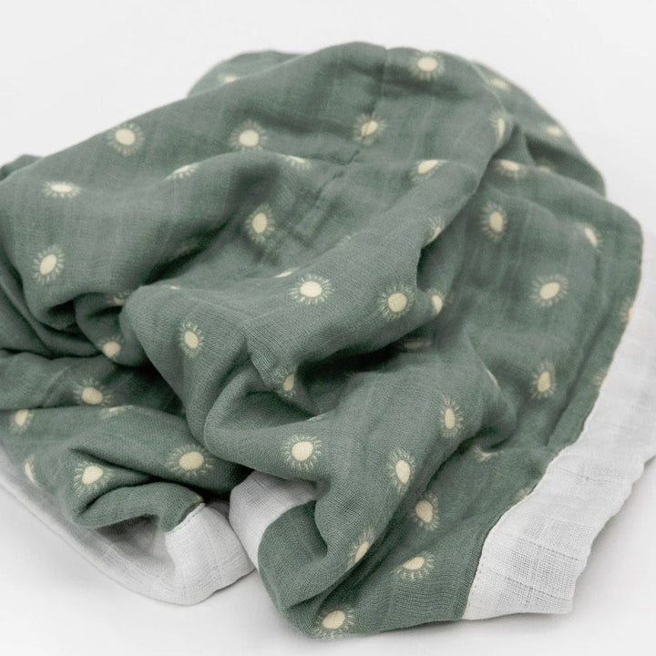 Little Unicorn Organic Cotton Muslin Baby Quilt (Sage Suns 2)-Nursery-Little Unicorn-031768 SS2-babyandme.ca