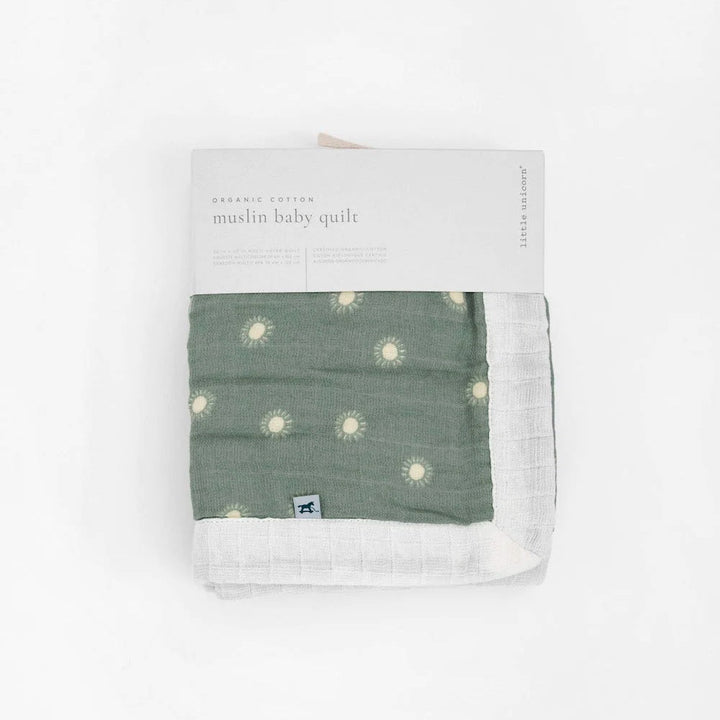Little Unicorn Organic Cotton Muslin Baby Quilt (Sage Suns 2)-Nursery-Little Unicorn-031768 SS2-babyandme.ca