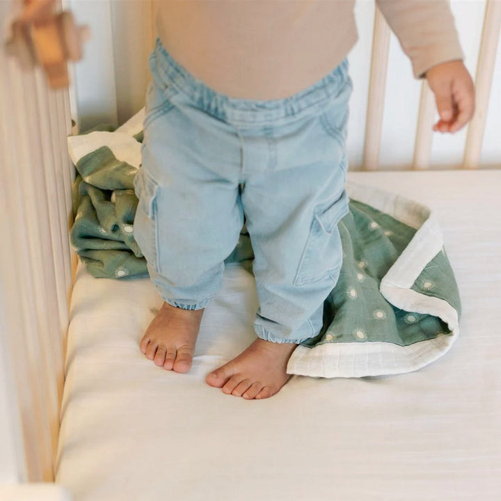 Little Unicorn Organic Cotton Muslin Baby Quilt (Sage Suns 2)-Nursery-Little Unicorn-031768 SS2-babyandme.ca