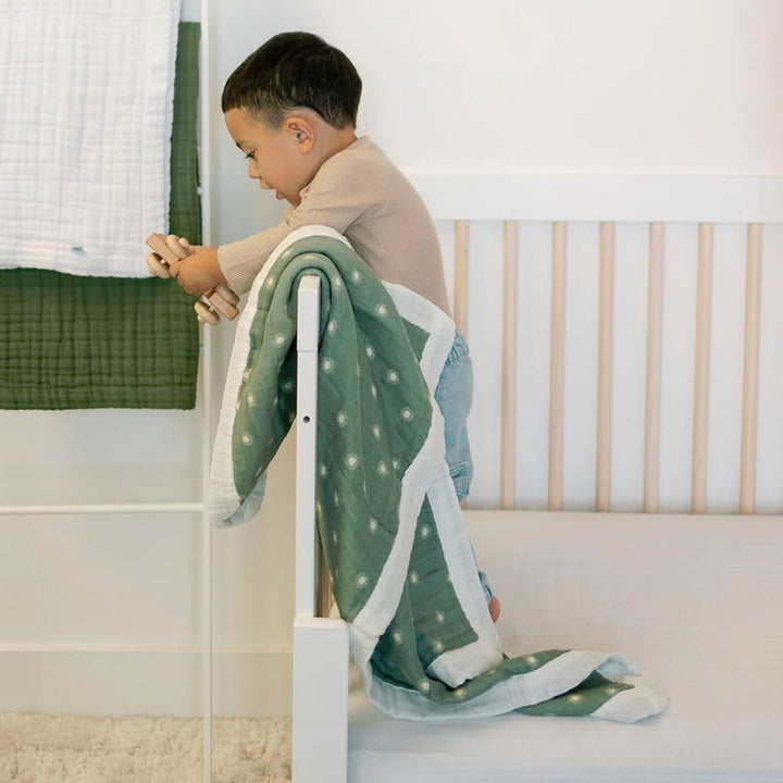 Little Unicorn Organic Cotton Muslin Baby Quilt (Sage Suns 2)-Nursery-Little Unicorn-031768 SS2-babyandme.ca