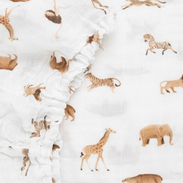 Little Unicorn Organic Cotton Muslin Crib Sheet (Animal Crackers)-Nursery-Little Unicorn-031769 AC-babyandme.ca