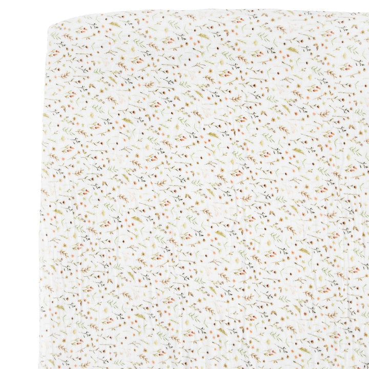 Little Unicorn Organic Cotton Muslin Crib Sheet (Floral Field)-Nursery-Little Unicorn-031769 FF-babyandme.ca