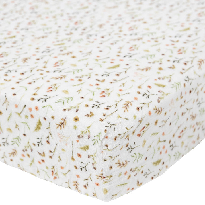 Little Unicorn Organic Cotton Muslin Crib Sheet (Floral Field)-Nursery-Little Unicorn-031769 FF-babyandme.ca