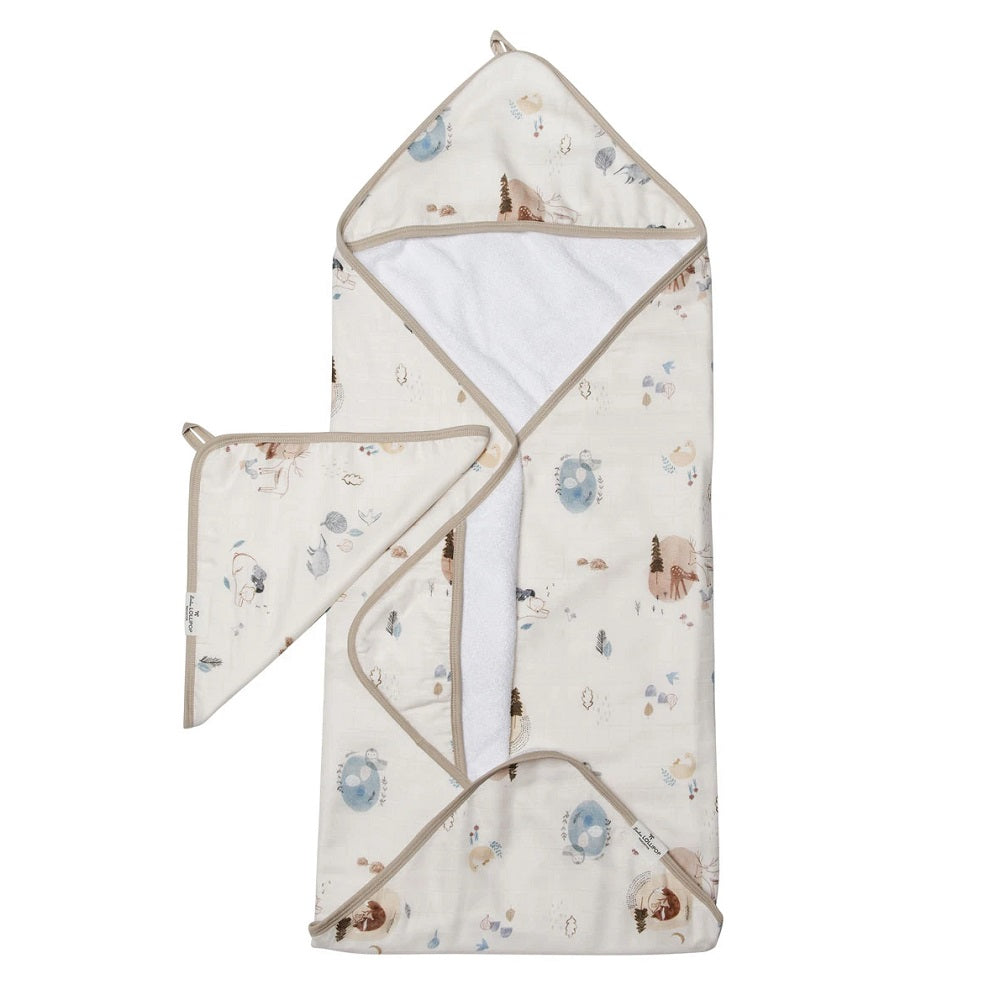 LouLou LOLLIPOP Hooded Towel Set (Cozy Forest)-Bath-LouLou LOLLIPOP-031380 CF-babyandme.ca
