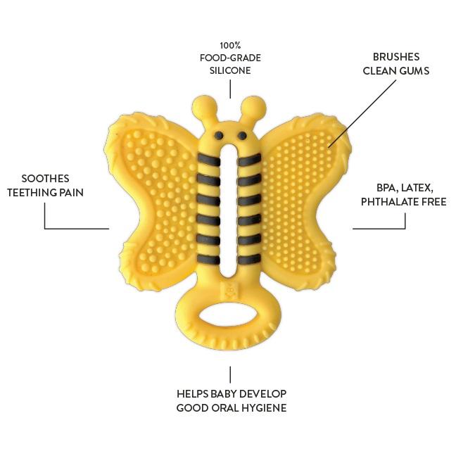 Malarkey Kids Toothbrush Teether (Bee)-Health-Malarkey Kids-030551 Bee-babyandme.ca