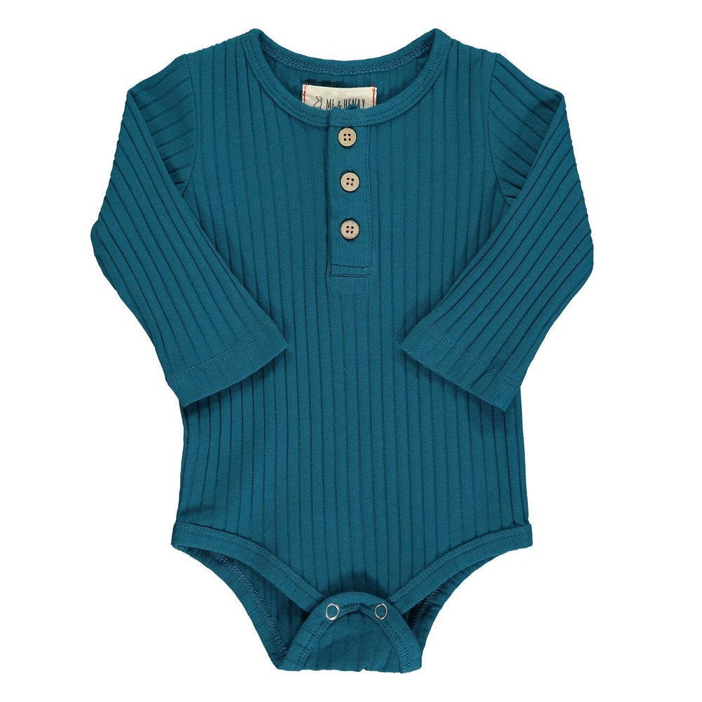 Me & Henry Aynor Rib Onesie (Blue)-Apparel-Me & Henry--babyandme.ca