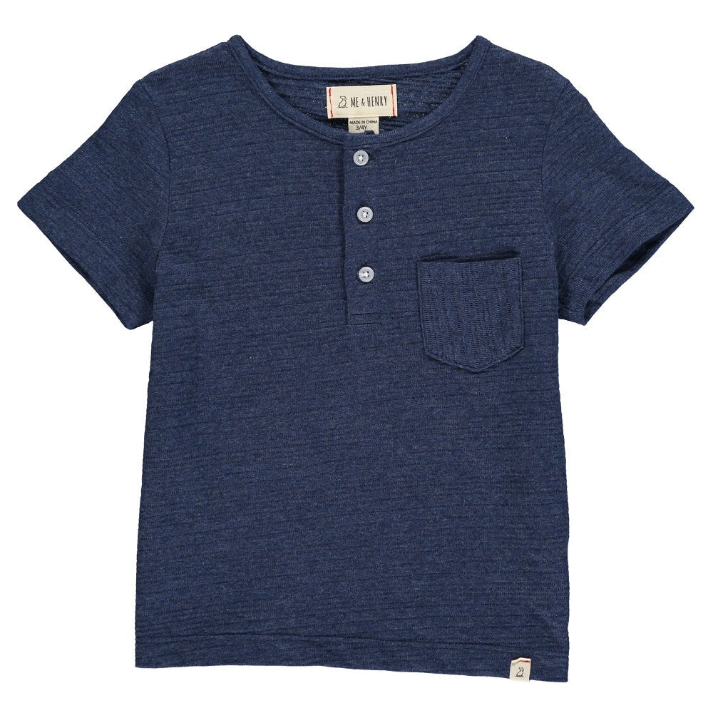 Me & Henry Dodger Henley (Navy Ribbed)-Apparel-Me & Henry--babyandme.ca