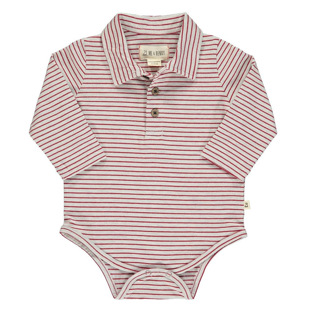 Me Henry Seymour Polo Onesie Red Stripe