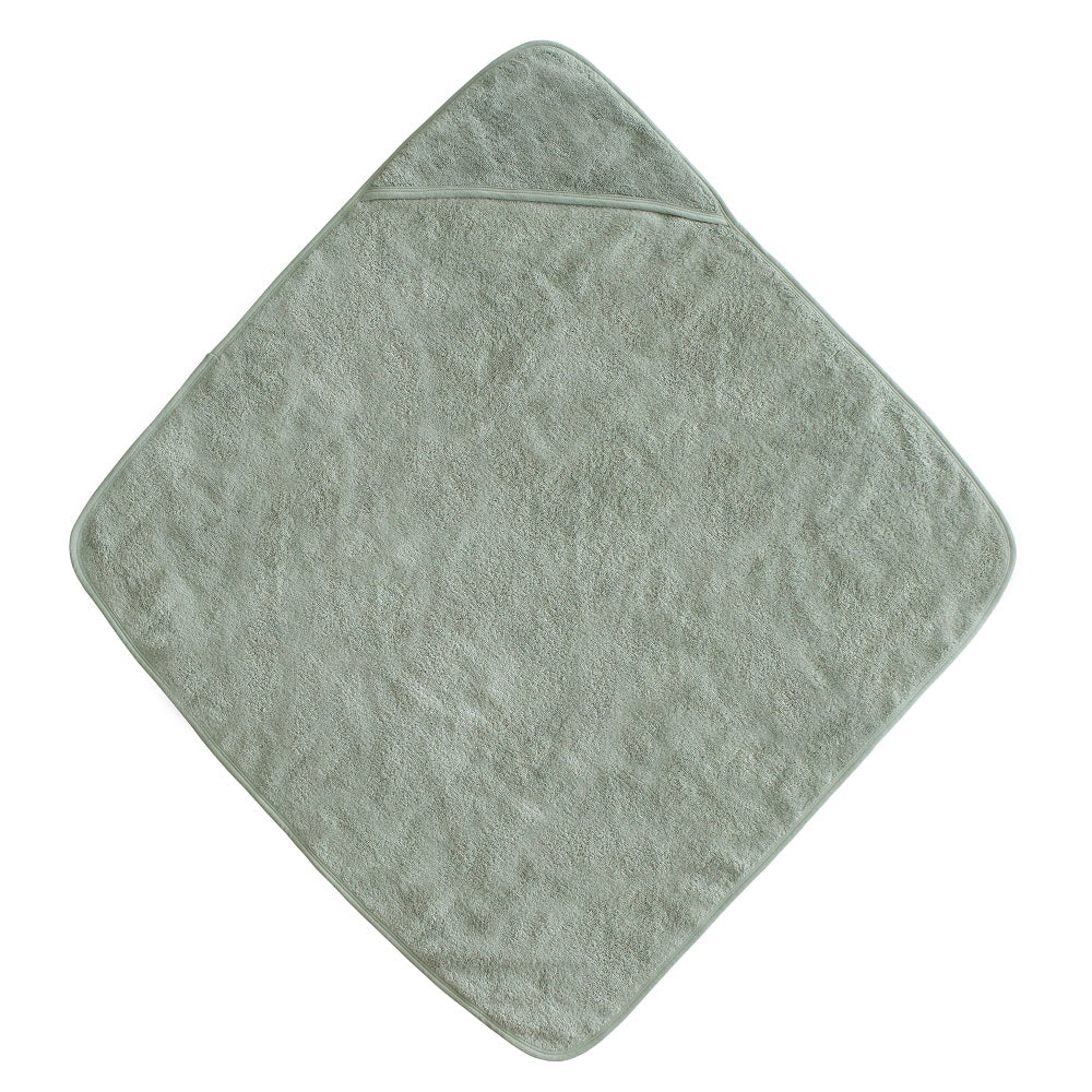 Mushie Organic Cotton Baby Hooded Towel (Moss)-Bath-Mushie-031520 MS-babyandme.ca
