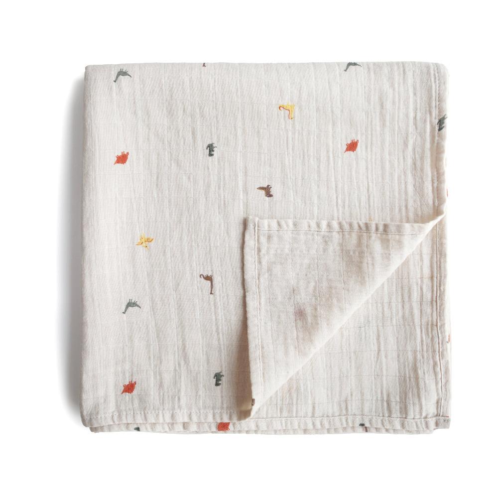 Mushie Organic Cotton Swaddle Blanket (Dinosaurs)-Nursery-Mushie-028651 DN-babyandme.ca