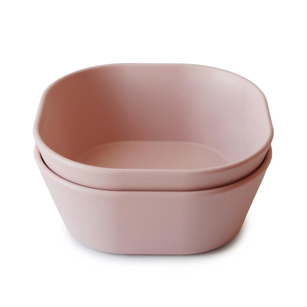 Mushie Square Dinnerware Bowl 2-Pack (Blush)-Feeding-Mushie-028658 BS-babyandme.ca