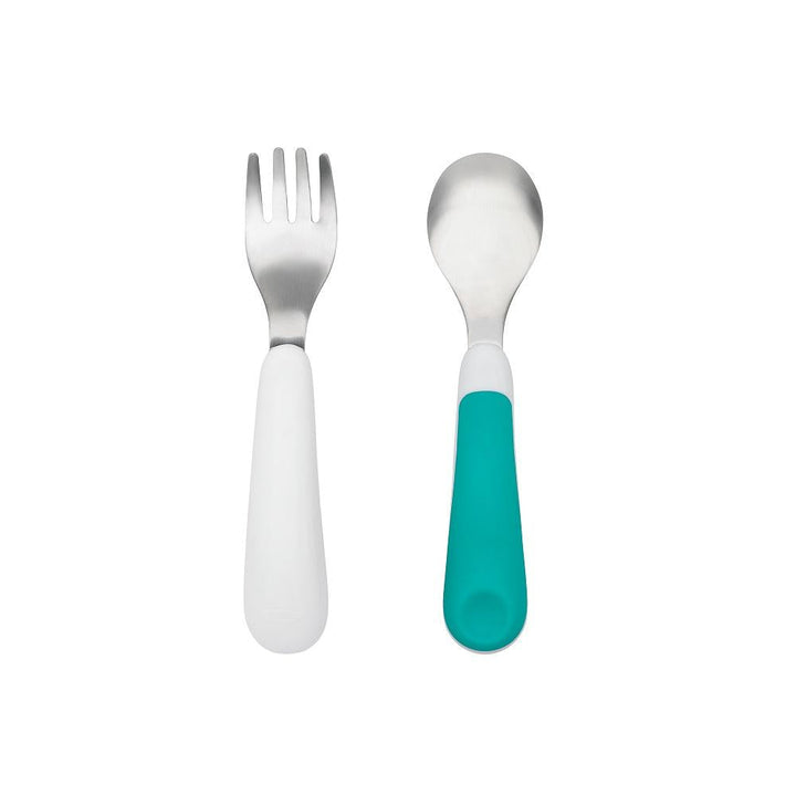 Oxo Tot Fork & Spoon Set-Feeding-OXO Tot-Turquoise-004586 TL-babyandme.ca