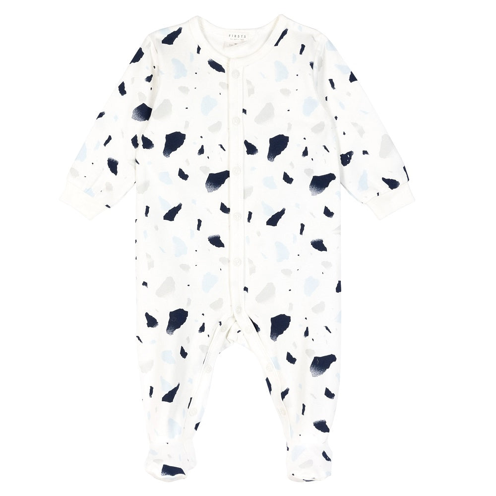 Petit Lem 31041 Footed Sleeper (Off White Seaside Pebble Terrazzo)-Apparel-Petit Lem--babyandme.ca