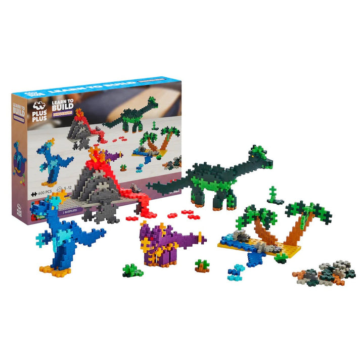 Plus Plus Mini Learn to Build 600-Piece Set (Dinosaurs)-Toys & Learning-Plus-Plus-031562 DI-babyandme.ca