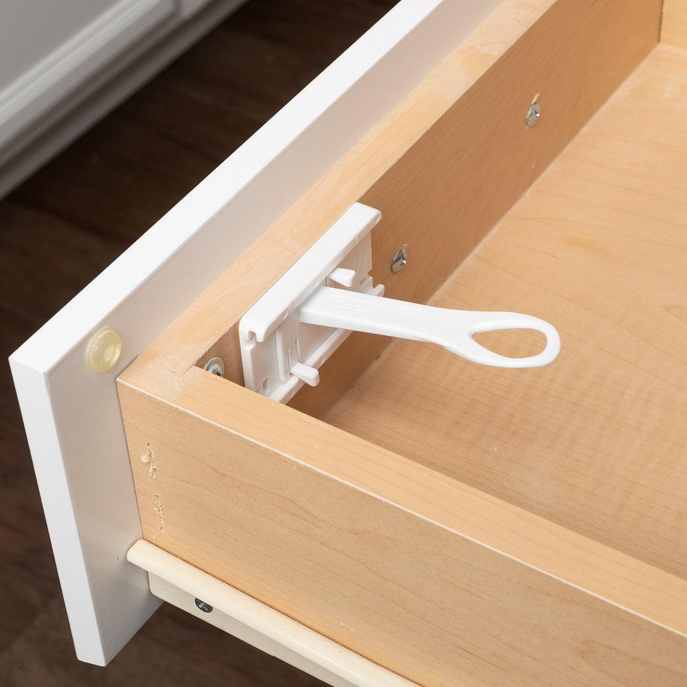 Qdos Top Drawer/Door Adhesive Latches 4-Pack (White)-Health-Qdos-023677-babyandme.ca